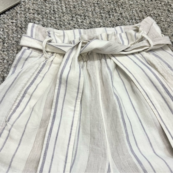 Aritzia Wilfred Gelas 100% linen striped belted paper bag shorts 2 - Picture 4 of 11